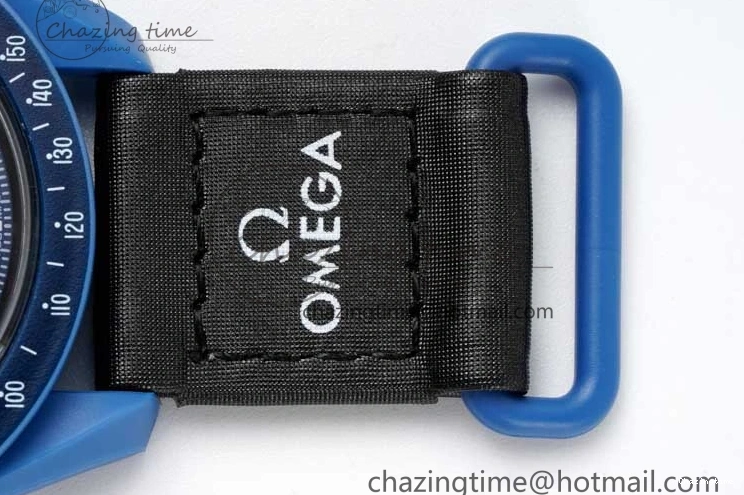 0206 ZipUp Speedmaster Misson To Neptune 1:1 Best Edition Blue Dial On Nylon Strap Quartz 7854